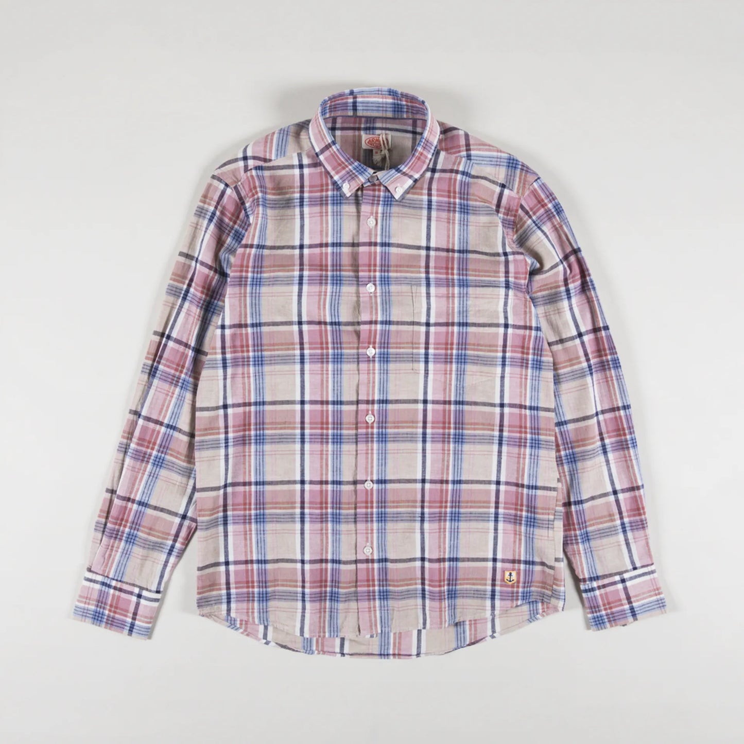 Armor Lux Check Shirt Carreaux Beige Antic Pink