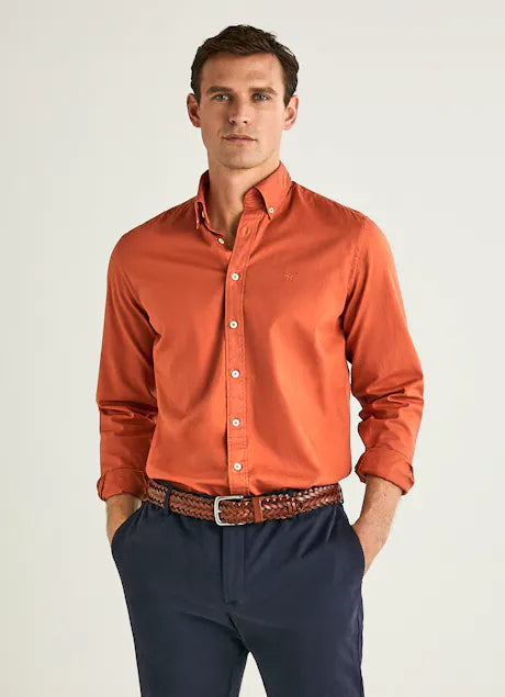 Hackett Brompton Slim Fit Oxford Shirt in Clay