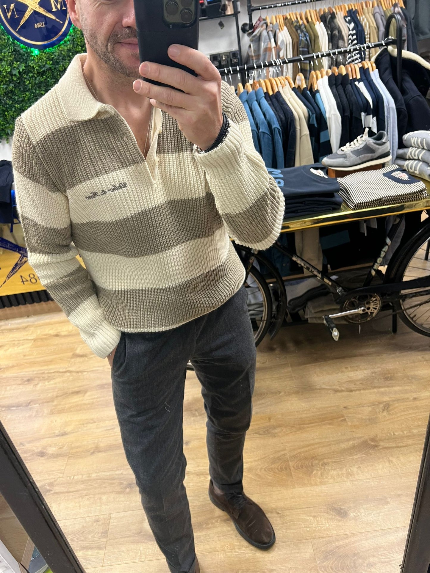 Walker & Hunt Striped Quarter Zip Knits