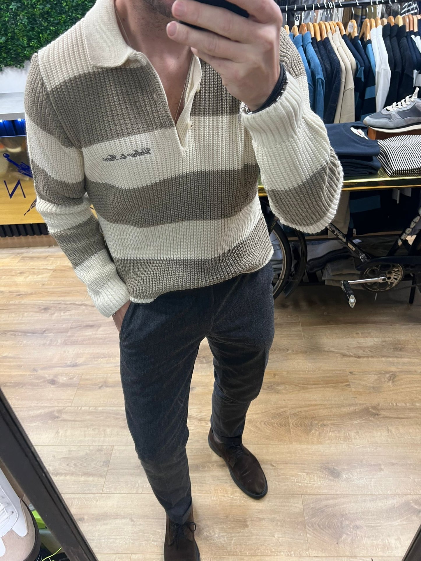 Walker & Hunt Striped Quarter Zip Knits