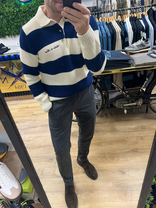 Walker & Hunt Striped Quarter Zip Knits