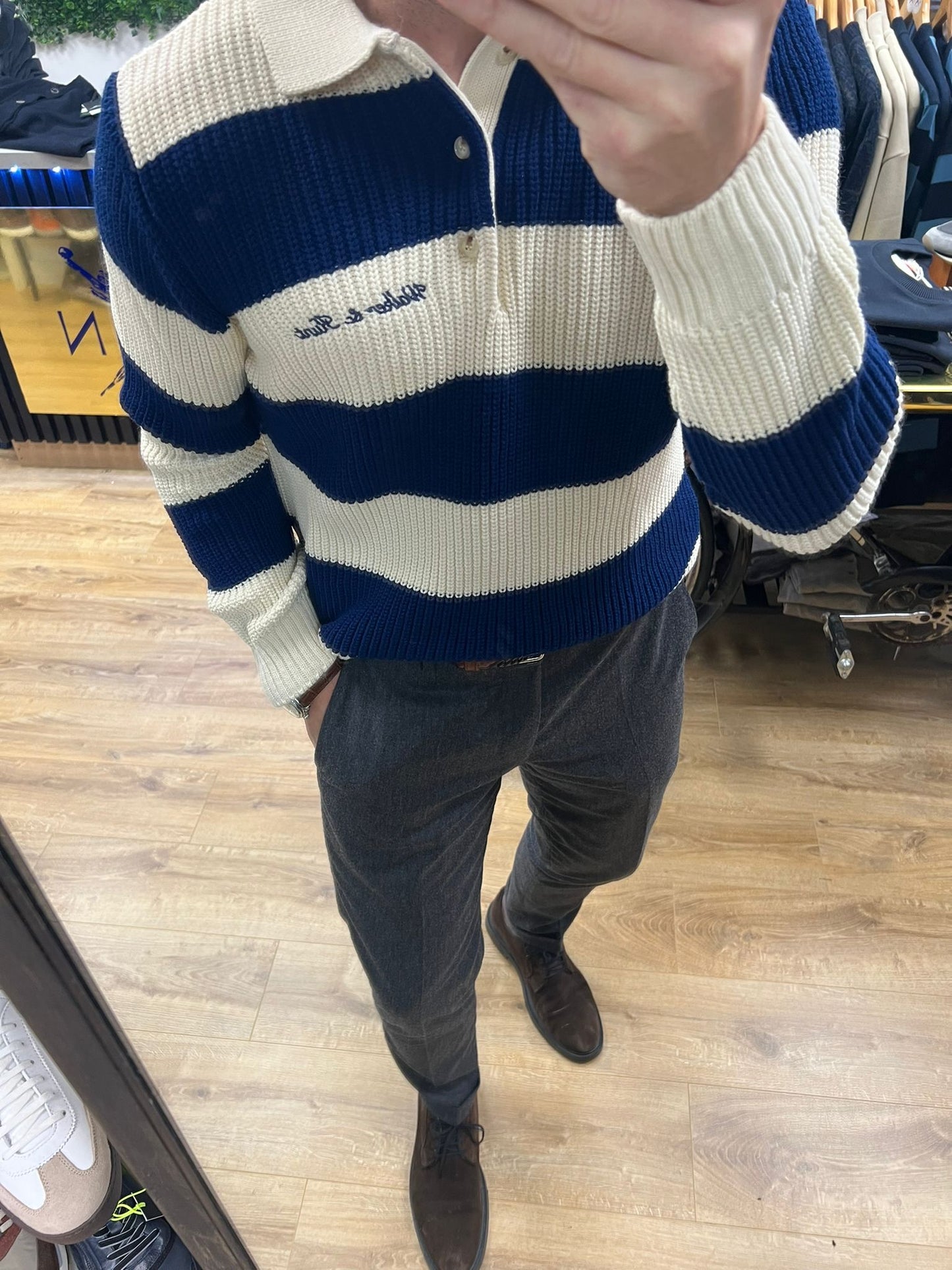 Walker & Hunt Striped Quarter Zip Knits