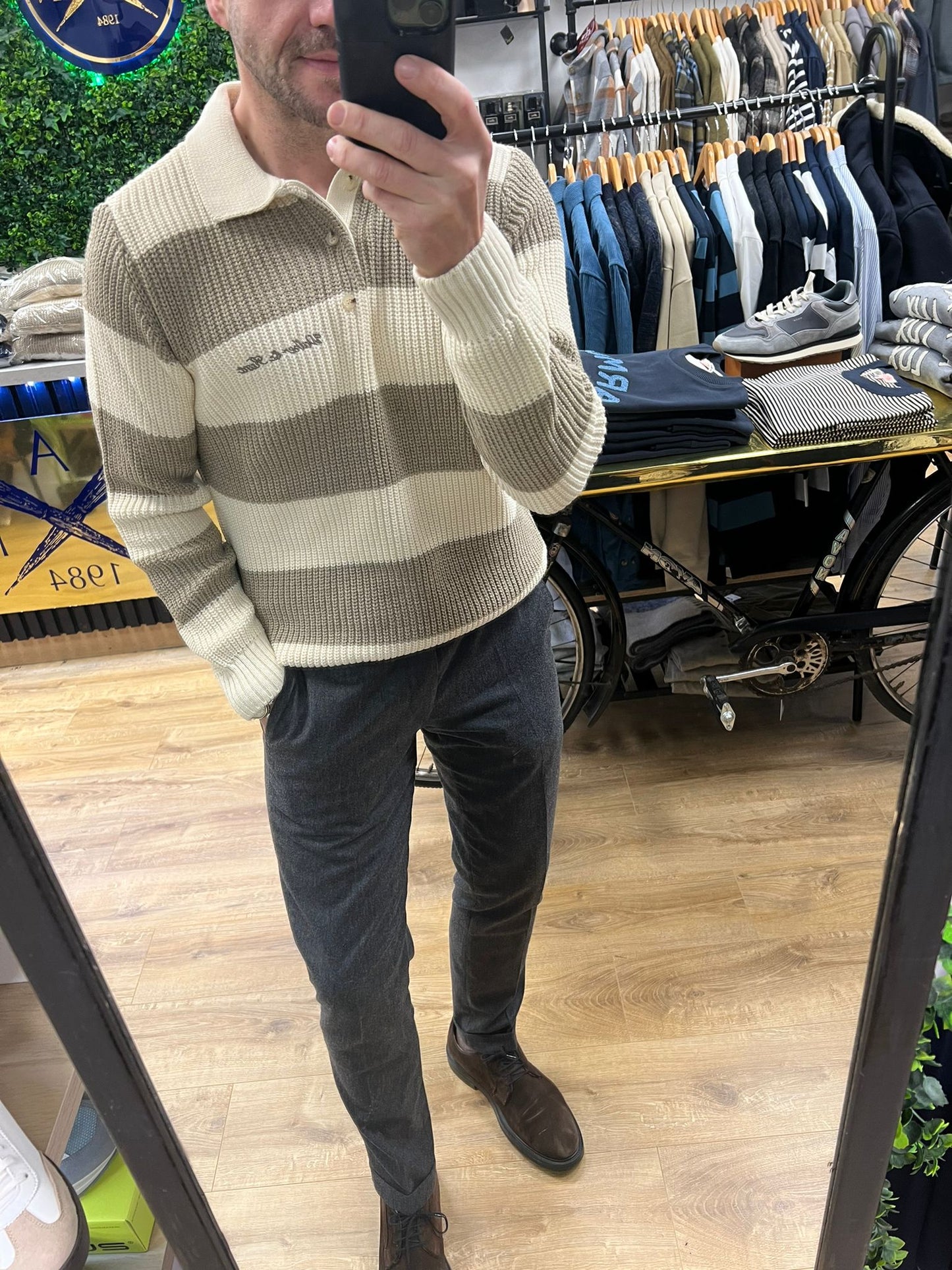 Walker & Hunt Striped Quarter Zip Knits