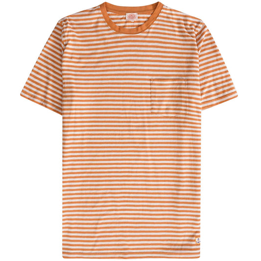 Armor Lux Heritage striped T Shirt Rust and White