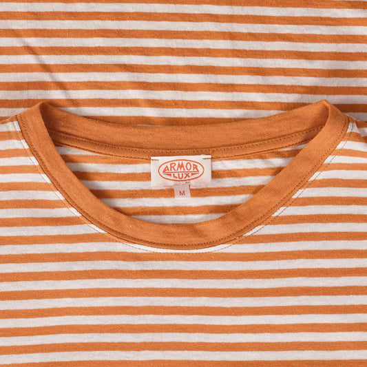 Armor Lux Heritage striped T Shirt Rust and White