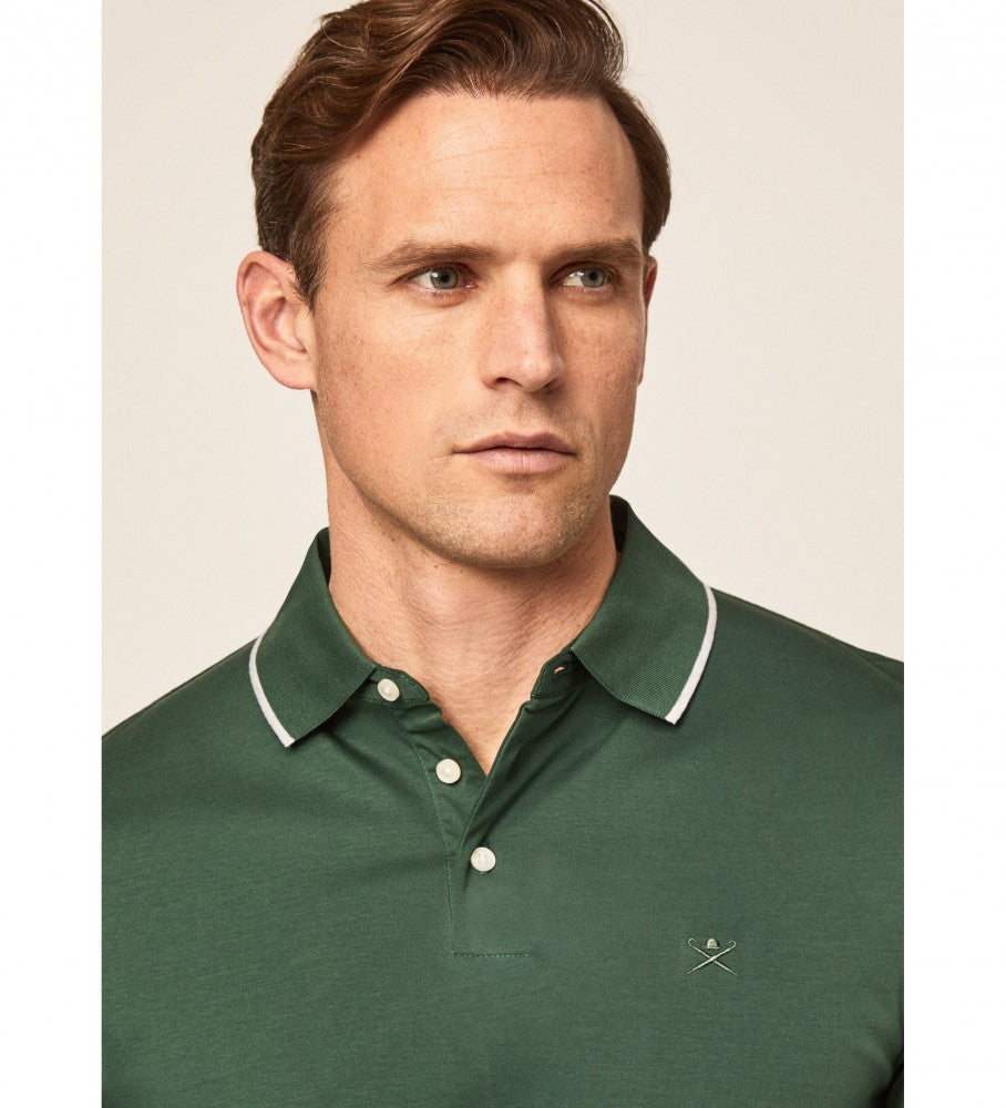 Hackett long sleeve micro tipped polo shirt in sage