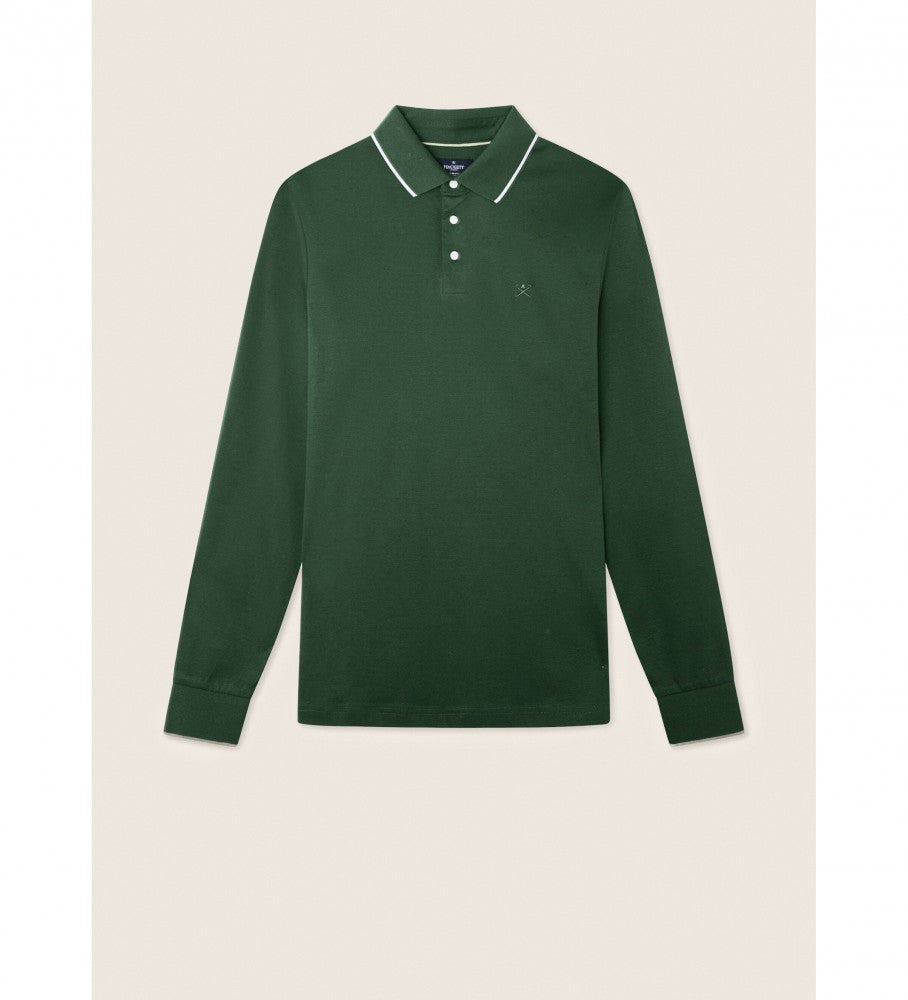 Hackett long sleeve micro tipped polo shirt in sage