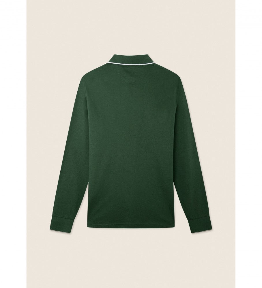 Hackett long sleeve micro tipped polo shirt in sage