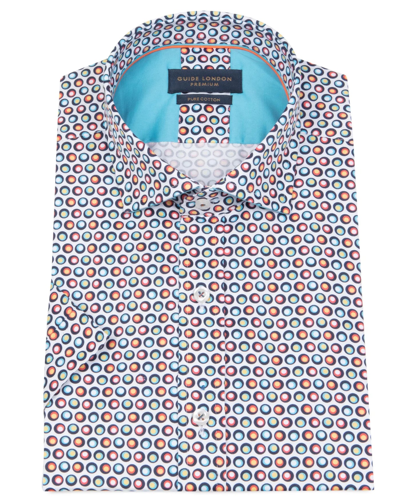 Guide London short sleeve retro circle print shirt