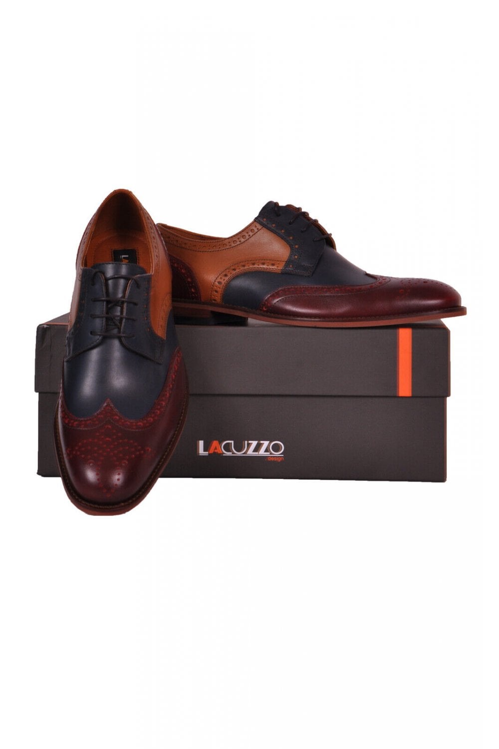 Lacuzzo Contrast Panel Claret Brogues