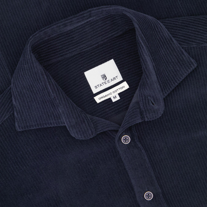 State of Art Jersey Shirt with Corduroy Texture Dark Blue