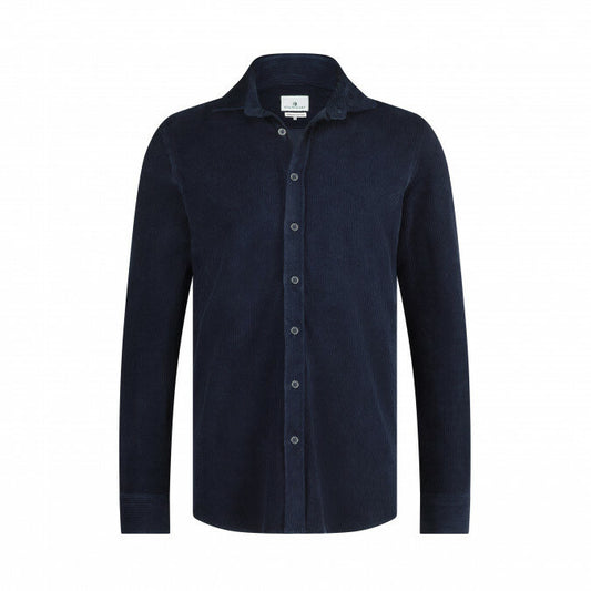 State of Art Jersey Shirt with Corduroy Texture Dark Blue