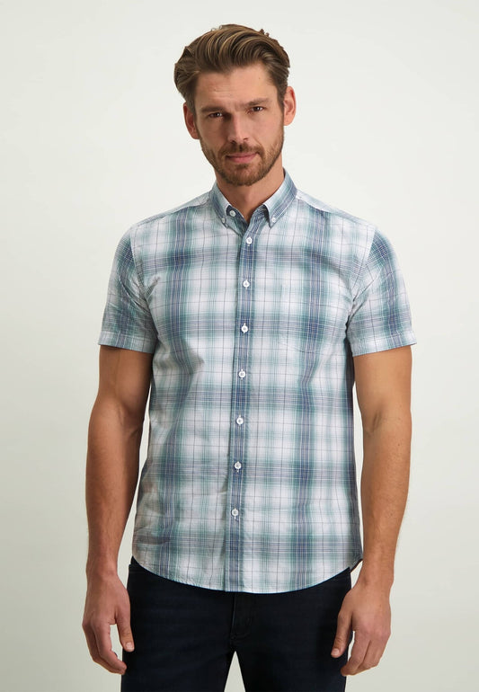State of Art Green checked short sleeve shirt